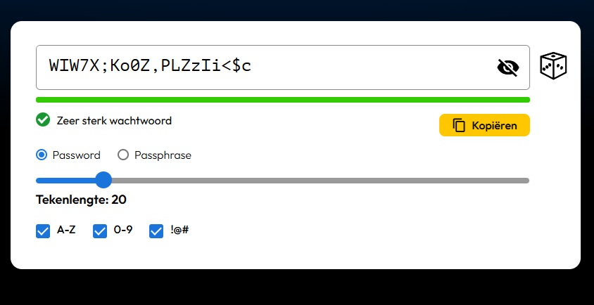 Een speciale wachtwoordgenerator levert, in tegenstelling tot AI‑gegenereerde wachtwoorden, wel veilige resultaten