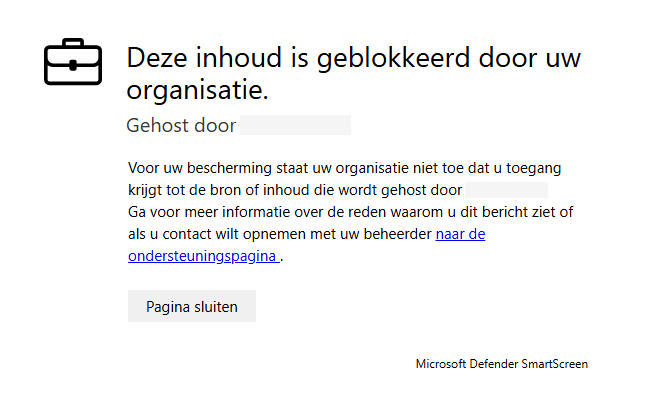 Inhoud is geblokkeerd door de web content filtering in microsoft defender for business of microsoft defender for endpoint